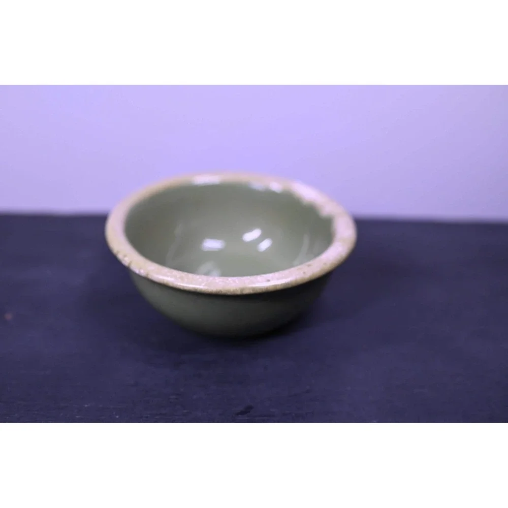 Vintage Hull Pottery Olive Green Drip Glaze Oven Proof Bowl 5.25 inch USA